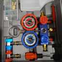 VTG VOGTEN 4.5 CFM AC Vacuum Pump and Gauge Set,for Mini Split/HVAC/Auto Systems,Manifold Gauge Kit Fits R134a R22 R410a R404a,with Leak Detector,Upgraded Trifold Storage Case,3 Hoses,R134a Can Tap