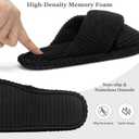 GOEWY Slippers for Women Memory Foam House Bedroom Corduroy Crossbands Open Toe Slides Sandals Shoes Comfy Trendy Gift for womens Anti-Skid sole Size 38/39