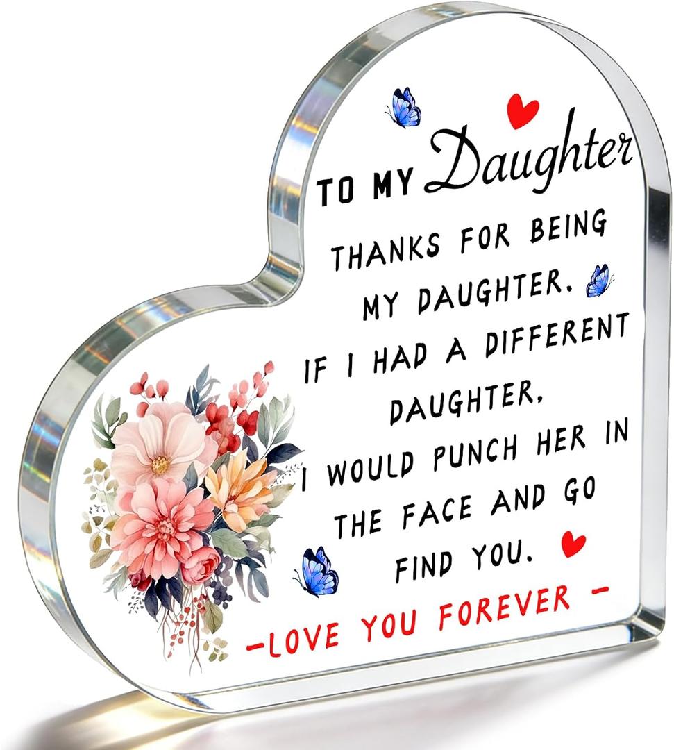 Mothers Day Gifts for Adult Daughter from Mom Dad Parents Daughters Gifts Christmas Valentines Daughters Birthday Gift Acrylic Plaque On Shelf Desk Table