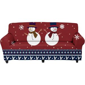 FKELYI Stretch Sofa Slipcover-Snowman Snowflake Christmas Decor Non Skid Sofa Cushion Couch Cover Washable Furniture Protector-M