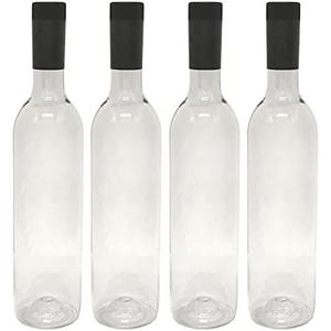 nicebottles Plastic Wine Bottles & Screw Caps, Clear, 750ml - Pack of 4