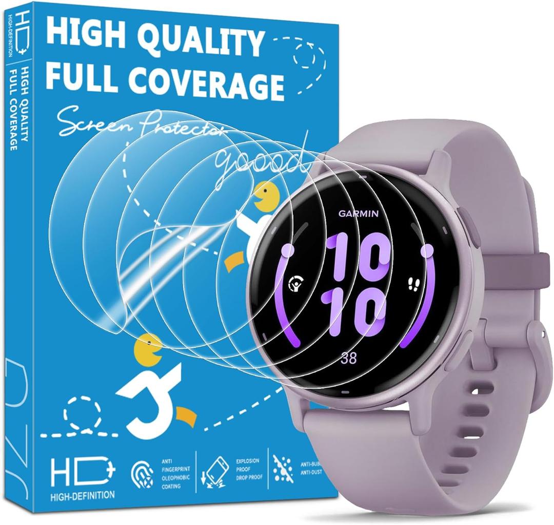 6 Pack for Garmin Vivoactive 5/6 42mm Flexible Screen Protector, Soft Film, HD Clear, Bubble Free, Anti Scratch (Transparent)