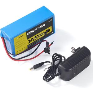 24V 5Ah Lithium Battery with 29.4V 1A Charger, 24V Rechargeable Battery for Kid Ride On Toys and DIY Projects, Lightweight & Long-Lasting, 20A BMS