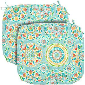 Outdoor Cushion Covers Set of 2, No Insert! Patio Cushion Covers Replacement 20" x 18" x 4", Water Resistant Chair Cushion Slipcovers, Cyan Circle (Covers ONLY)