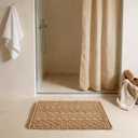 Sunfly Boho Bathroom Rug, Herringbone Waffle Bath Mat Non-Slip Washable Super Absorbent Quick Dry, Small Farmhouse Bath Mat for Bathroom Floor Decor 16"*24" Khaki