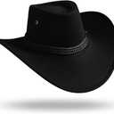 thuizen Classic Rolled Western Cowboy Hat (One Size, Black)