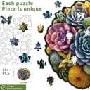 Wooden Puzzles for Adults, Succulent Jigsaw Puzzles, Unique Plants Adult Puzzles, Irregular Creative Gift for Family Game, Christmas Birthday Gifts Home Decor