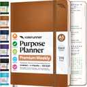 Roterunner Purpose Planner Notebook A5 5.8x8.3 Undated 2026 Daily Weekly and Monthly Productivity Goal Setting Tool for Work Home ADHD Planner for Adults Self Care Journal (Tan Hardcover)