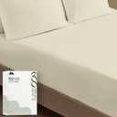 Mayfair Linen 100% Egyptian Cotton King Fitted Sheet Only - 600 Thread Count Fitted Sheet King Size, Luxuriously Soft, Cooling 16" Deep Pocket Bottom Sheets, Sateen Weave, Hotel Quality - Sand