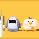 Cute Case for Airpod Pro/Pro 2 Gen Cover 2023/2022/2019, Funny 3D Cartoon Kawaii Skin with Cleaning Kit & Keychain for Apple Air pod Pro 2nd/1st Generation for Boys Girls Kids Teen, Bag Duck+Shark