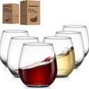 Meolibour Large Stemless Wine Glasses Set of 6, 17 Ounces Red & White Wine Glasses Tumbler for Party, Clear Drink Glasses, Ideal Wine Accessories Gift, Lead-free, Dishwasher Safe