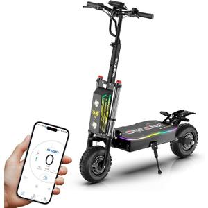 5600W Dual Motor Electric Scooter for Adults - 50MPH High Speed, 60V 33Ah Battery 60-Mile Range, Hydraulic Disc Brakes & Dual Suspension, 11" Off-Road Tires, Foldable E-Scooter with Removable Seat
