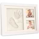  Baby Hand and Footprint Kit Quick Dry Clay Baby Footprint Kit, Pets Paw, Newborn Keepsake Picture Frame for Boys, Girls, Personalized New Mom Gifts for Shower & Registry, Grandparents (Alpine White),11"L x 8.8"W