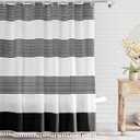 bufftieo Black and White Shower Curtain for Bathroom Boho Striped Fabric Modern Farmhouse Tassel Shower Curtain Sets - 72" x 84"