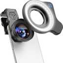 Upgraded Professional Macro Lens for Smartphone with Ring Light, HB100U Macro Photography Lens, Aluminum Phone Camera Lens Kit with Universal Clip. Phone Lens Attachment Fit for iPhone/Android Phone