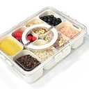 Snackle Box Container, Divided Serving Tray with Lid and Handle, 8 Compartment Snack Tray with Lid Airtight, Clear Organizer for Food Storage, Snack Box for Candy, Nuts, Snacks, Fruits, Vegetables, Pack of 2