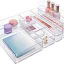 STORi SimpleSort 10-Piece Stackable Clear Drawer Organizer Set | Multi-size Trays | Makeup Vanity Storage Bins and Office Desk Drawer Dividers 