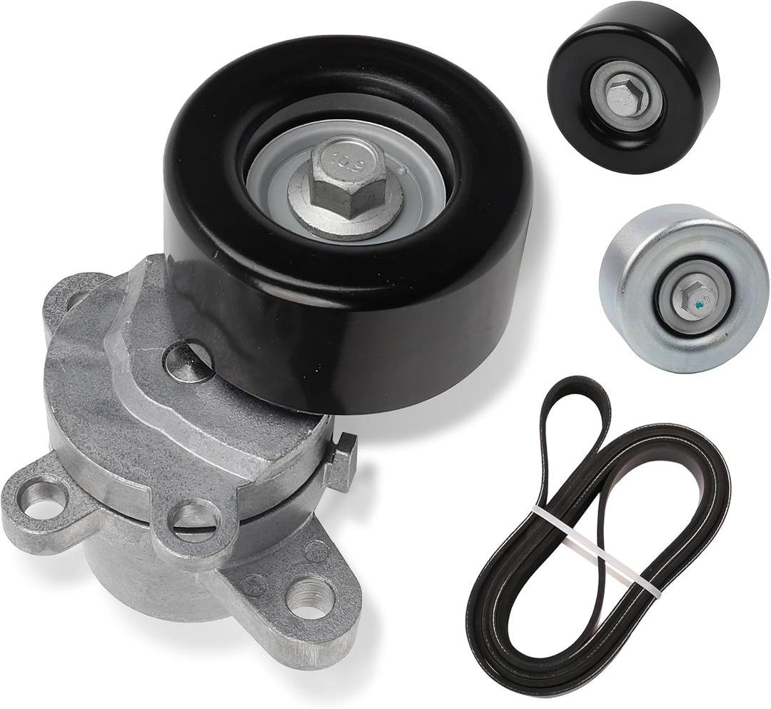 Dasbecan 39155 Drive Belt Tensioner +36356 Idler Pulley Compatible with Nissan Maxima Murano 2007-2014 (3.5L V6 Only) (With Belt)