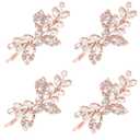 4 Pieces Leaf Pearl Crystal Hair Clips Elegant Bridal Hairpins and Barrettes for Women Girls (Rose Gold, Rhinestone Style) (4 Count (Pack of 1))