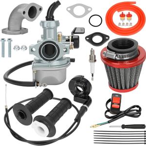 YOXUFA PZ22 Carburetor 22 mm Carb Throttle Cable Grip for 110cc 125cc ATV Pit Dirt Bike Coolster Mountopz SSR TaoTao DB14 DB24 Apollo Xpro Hawk 4 Stroke Chinese Quad Parts (Red)