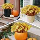 12 Bundles Artificial Mums for Outdoors, Fall Fake Flowers Outside UV Resistant, Faux Fall Mums Flowers for Outdoor Planters, Window Boxes, Front Porch-Fall Yellow