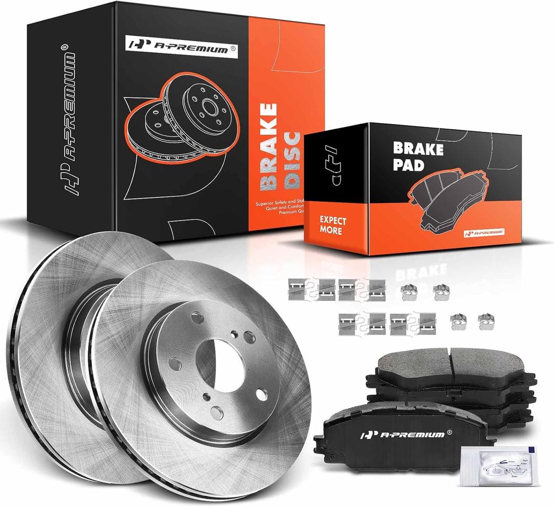 A-Premium 10.82 inch (275mm) Front Vented Disc Brake Rotors + Ceramic Pads Kit Compatible with Toyota, Lexus and Scion Models - RAV4 2006-2018, xB 2008-2015, Prius V 2012-2017, HS250h 2010-2012, 6-PC