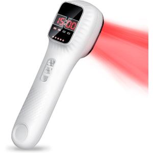 Red Light Therapy Device for Joints & Muscles Pain Relief, Infrared Light Therapy for Body (3x808nm +16X650nm), Handheld Cold Laser Therapy Device for Humans/Pets (White)