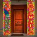 Diwali Party Decorations - Happy Diwali Door Banner Diwali Decoration for Home Deepavali Festival of Lights Banner Porch Hanging Sign for Indian Holiday Wall Doorway Decor, 11.8in70.9in