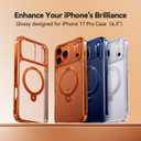 CASEKOO 360 Spin Magnetic Stand for iPhone 17 Pro Case [Fit for MagSafe][17FT Military Protection] Slim Polished Frame Titanium Alloy Sturdy Stand 6.3", Glossy Cosmic Orange