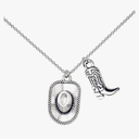 Cowgirl Cowboy Boot Hat Pendant Necklace Silver Plated Boho Personalized Texas Boots Adjustable Chain Necklace for Cool Men Western Style Country Women Birthday Party Fashion Jewelry Gifts