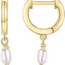 PAVOI 14K Gold Plated S925 Sterling Silver Post Lightweight Drop/Dangle Huggie Earrings for Women | Religious Ornament: Cross, Evil Eye, Clover, Celtic | Dainty Earrings for Women