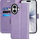 MONASAY Wallet Case for iPhone 17 6.3 inch,Magnetic Flip Cover with Card Holder Slots and Kickstand RFID Blocking Shockproof PU Leather Folio Compatible with iPhone 17 Phone Case, Lavenders
