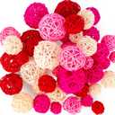 FUTUREPLUSX 42PCS Assorted Pink Decorative Balls for Bowl Centerpiece Home Indoor Office Table Decor - Valentine's Day Rattan Tiered Tray Bowl Fillers