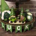 St Patricks Day Leprechaun Figurines Decorations Table top Centerpiece Tiered Tray Mantle Home Irish Green Shamrock Gnomes Decor Resin Leprechaun Figure Statue Gifts