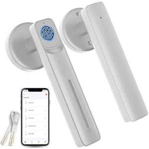 Fingerprint Door Lock with Smart APP,Fingerprint Door Knob,Biometric Door Knob Keyless Entry Door Lock with Tuya for Home/Bedroom/Office/Apartment/Airbnb Siver