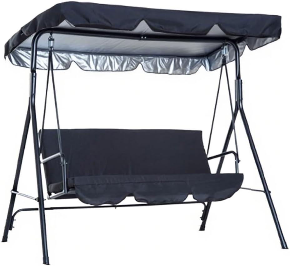 Swing Canopy Replacement Top, 3 Seat Outdoor Patio Swing Canopy Replacement Cover for Porch Patio Garden Seat (Black/76 * 49 * 5.9)