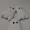 Huwena 3 Pcs Happy Halloween Throw Pillows Spooky Ghost Throw Pillow Decorative Pillow Pearl Fleece Cute Pillow for Couch Sofa Bed Decoration(White)