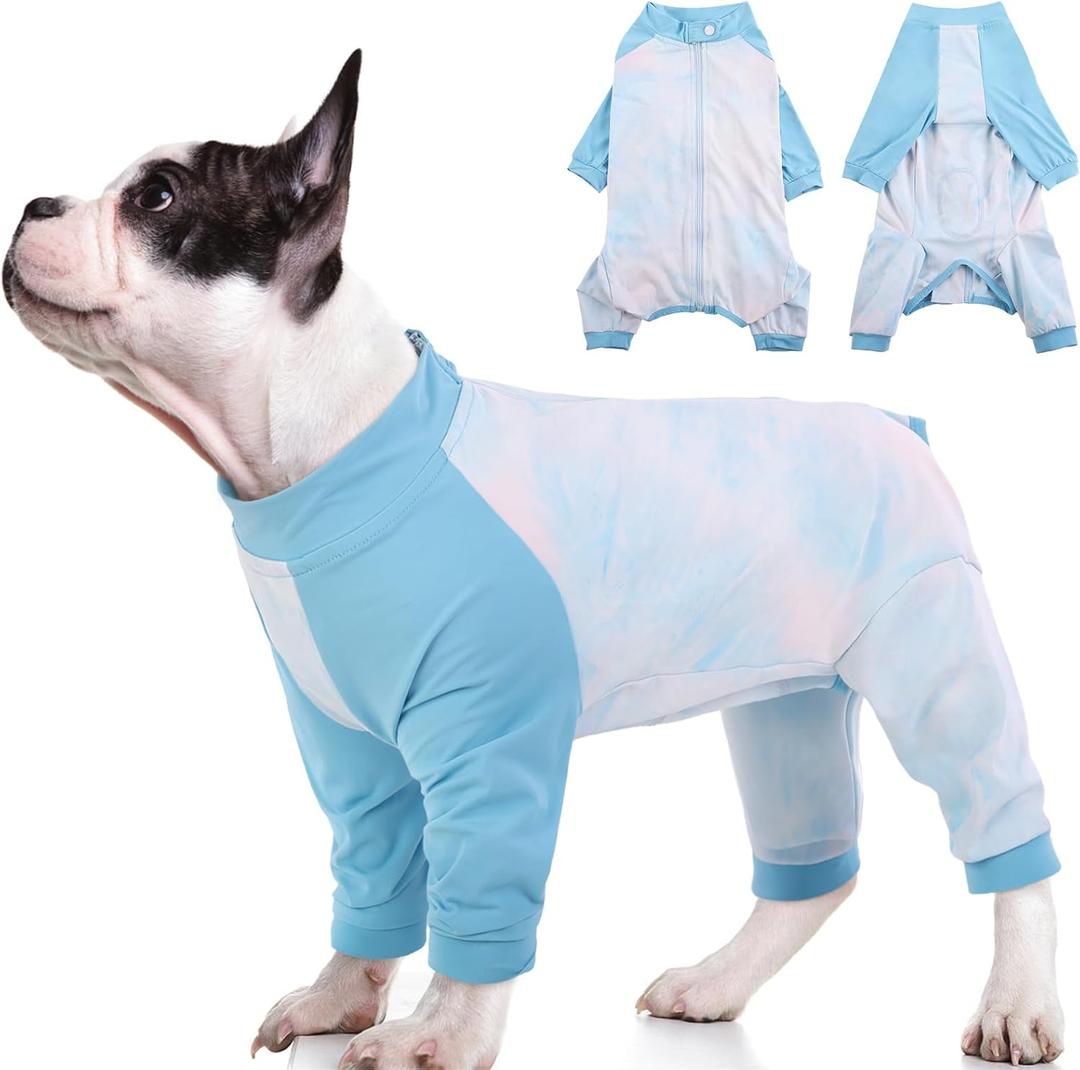 MIGOHI Full Body Dog Onesie, Anti-Licking Pajamas for Female & Male Dogs, Spay Recovery Suit, Blue, L