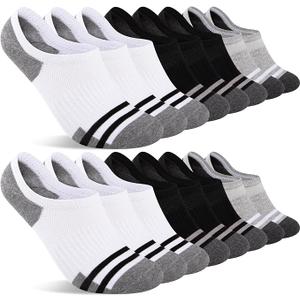 Heatuff Mens No Show Socks - 8 Pairs of Thin Non Slip Cotton Invisible Low Cut Socks for Men.