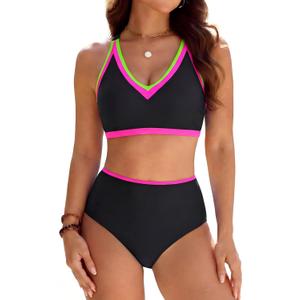 BMJL High Waisted Bikini Sets for Women Sporty Two Piece Tummy Control Swimsuits Beach Swim Suit 2025 (S)