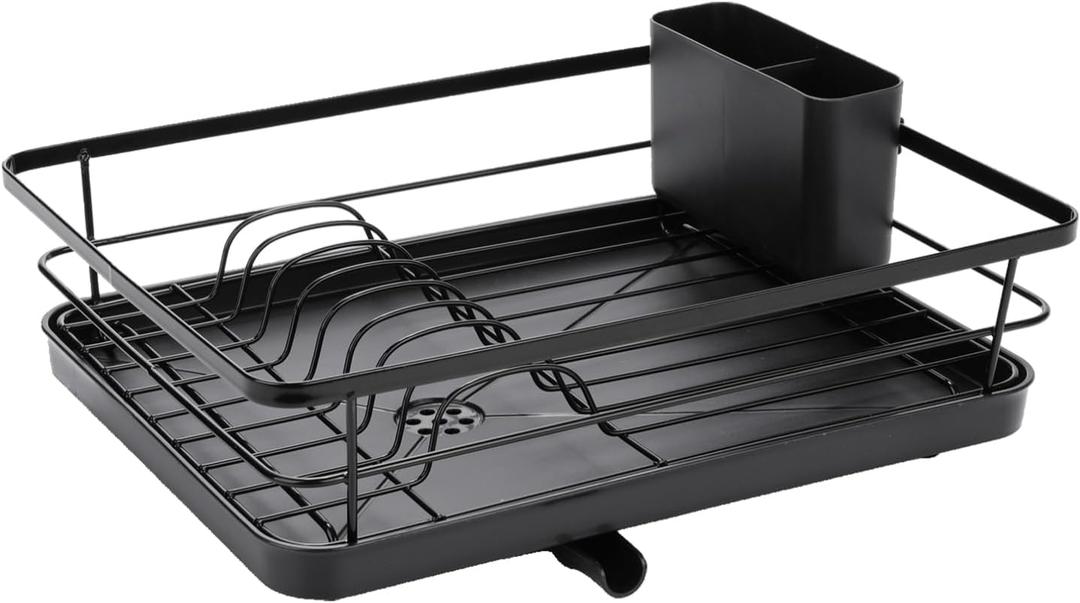 Dish Drying Rack - Stainless Steel Dish Rack for Kitchen Counter, Large-Capacity Dish Drainer with Cutlery Holder, Kitchen Organizer for Dishes, Spoons and Forks
