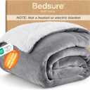 Bedsure GentleSoft Sherpa Fleece Twin Blanket for Couch, Non-Heated, Thick and Warm Throw for Women and Men, Soft Fuzzy Plush Blanket for Winter, Grey, 60x80 Inches