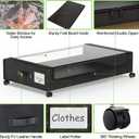Molutsody Under Bed Storage with Wheels, 2-Pack Underbed Storage Containers with Clear Lids, Under Bed Shoe Storage Organizer, Rolling Under the Bed Storage Bins for Clothes Shoes Blankets (Black), 16.95"x31.5"