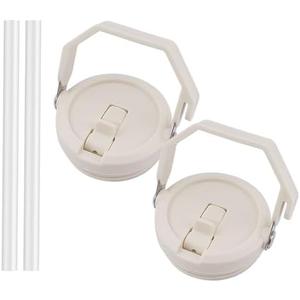 2 Pack 40 oz Tumbler Flip Straw Lid Replacement Fit for 40 oz Stanley Quencher, Leak Proof,Handle On Top,Reusable Tumbler Cover Compatible with 40oz Stanley Quencher (Cream White)