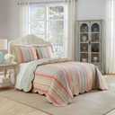 Waverly Garden Glitz 3-Piece Cotton Quilt Set Full/Queen - with 2 Shams, Lightweight & Breathable, Vapor