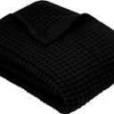 DEMMEX Organic Cotton Waffle Weave Turkish Bath Towel - Ultra Soft Lightweight Quick Dry, Oeko-Tex Certified, 100% Turkish Cotton (Jet Black, Large (60x30))