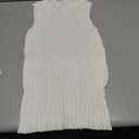 Women's Solid Color Short O-Neck Knitted Vest Sleeveless Tops, White, Size Large