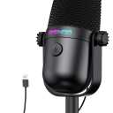 Gaming Microphone with Noise Cancellation & Mute Button, USB Condenser Mic for Streaming/Recording, UltraCompact Design, Compatible with PC/Mac/PS4/PS5, Podcast/YouTube/Twitch/Discord (Black)