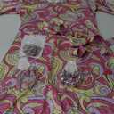 70s Disco Outfit Women, 7 PCS 70's Disco Dress Costume Hippie Clothes Accessories Jewelry Halloween (Medium, Pink)