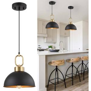 Farmhouse Pendant Lights Kitchen Island,10.2 Inch Industrial Pendant Lighting, Adjustable Height Single Modern Vintage Kitchen Island Lights Fixture, Space Saving Hanging Light for Dining Living Room